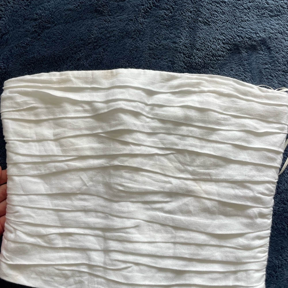 Mango White Ruched Tube Top